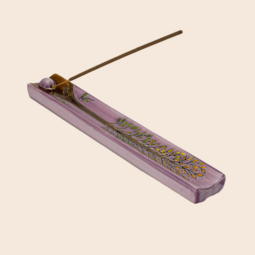 Handpainted Ceramic Incense Holder 9 inch L Tree of Life