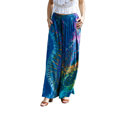 Teal Tie-Dye Palazzo Pants