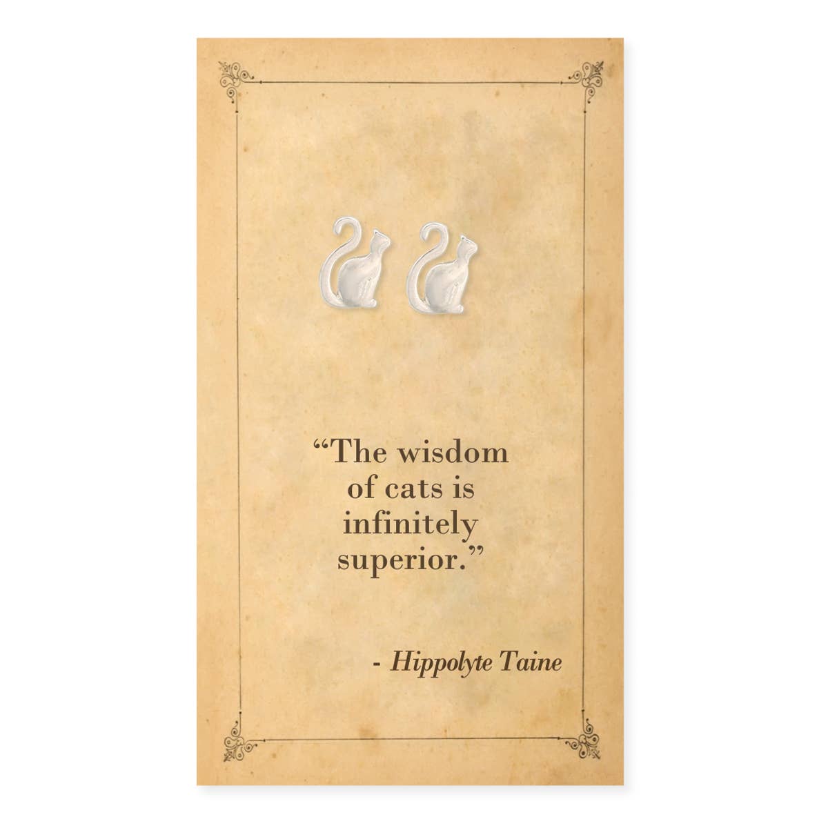 Literary Quotes Sitting Cat Post Earrings