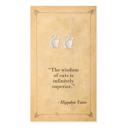 Literary Quotes Sitting Cat Post Earrings