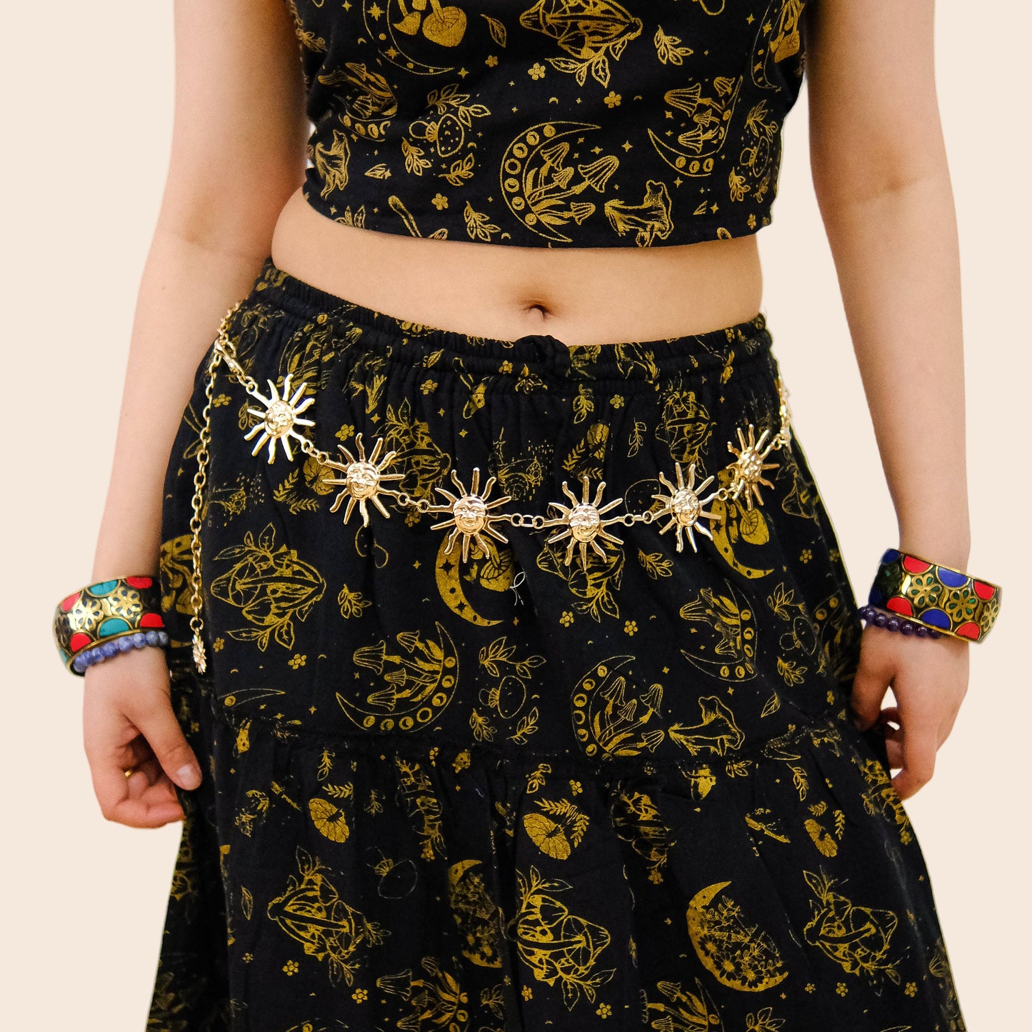 Whimsical Celestial Sun Waist Chain Belt