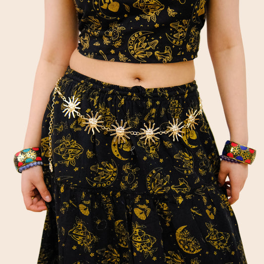 Whimsical Celestial Sun Waist Chain Belt