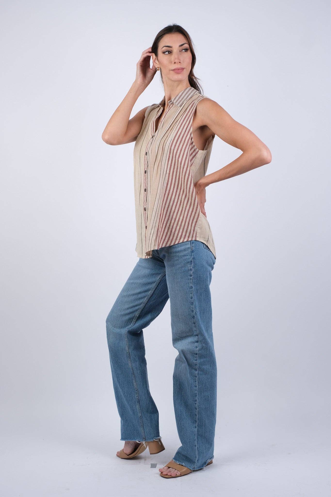 Warm Ethereal Stripes Vintage Collared Shirt