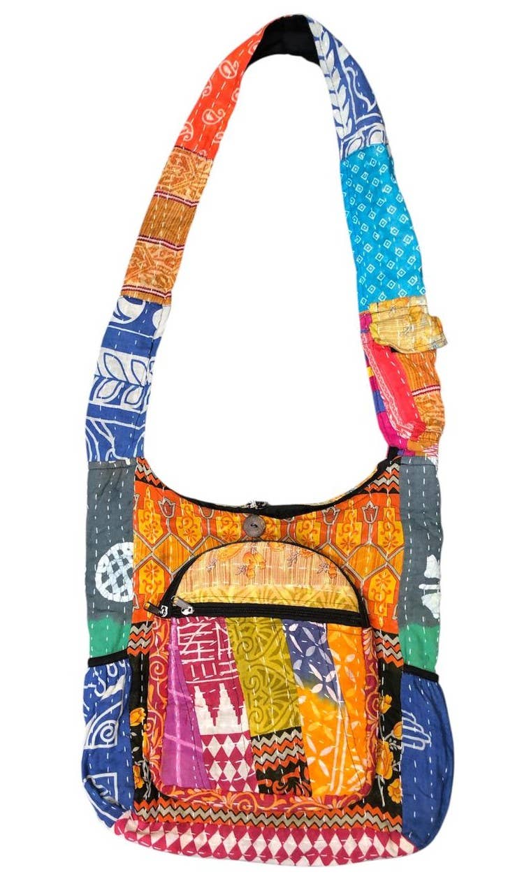 Cotton Hand Stich Patchwork Side Pocket Kantha Bag
