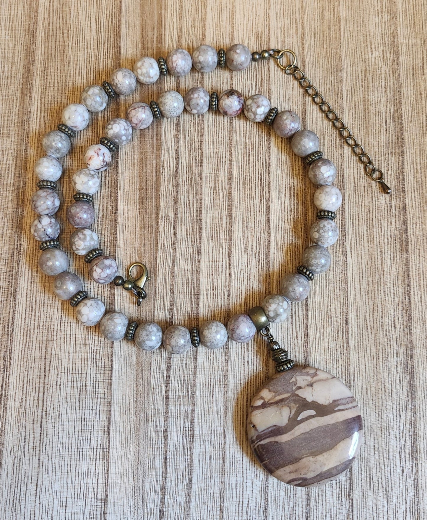 Zebra Jasper and Maifanite Necklace