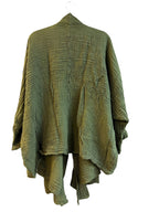 Cotton Crinkle Open Front Cardigan