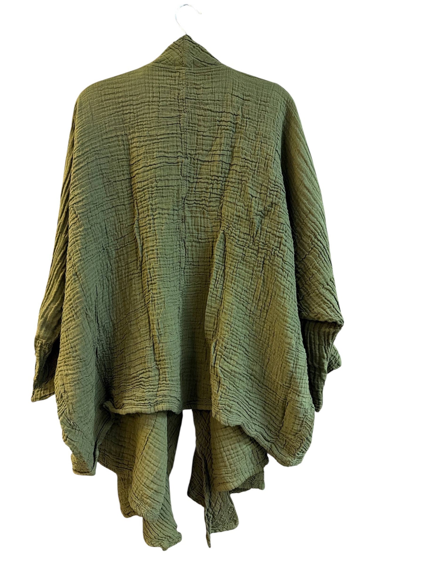 Cotton Crinkle Open Front Cardigan