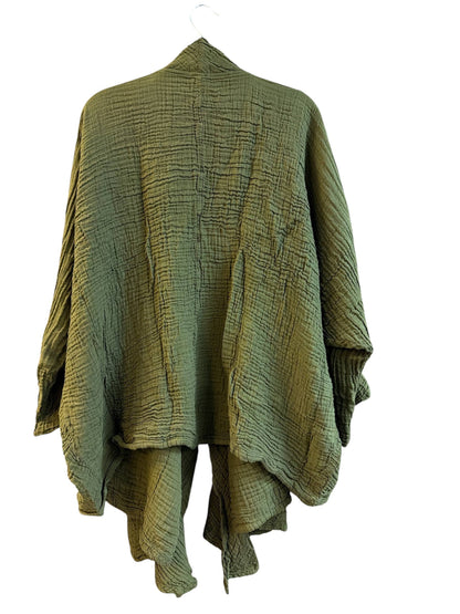 Cotton Crinkle Open Front Cardigan