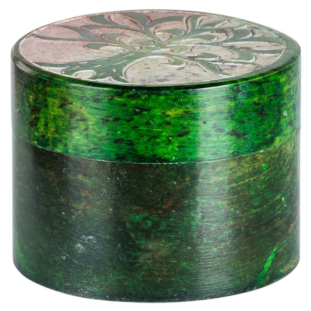 Tree of Life Round Soapstone Box
