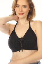 Corset Laced Knit Halter Top