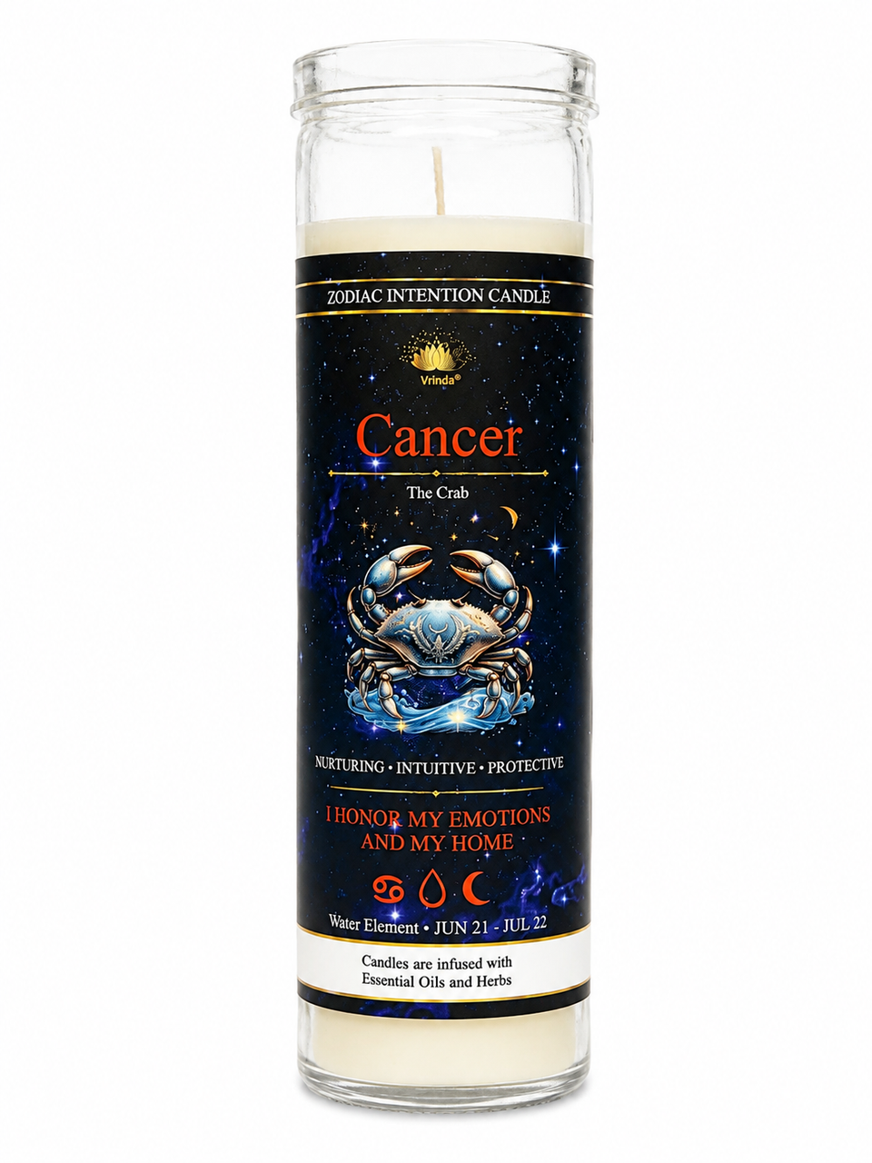 Glass Jar Candle Scented - Cancer: The Crab