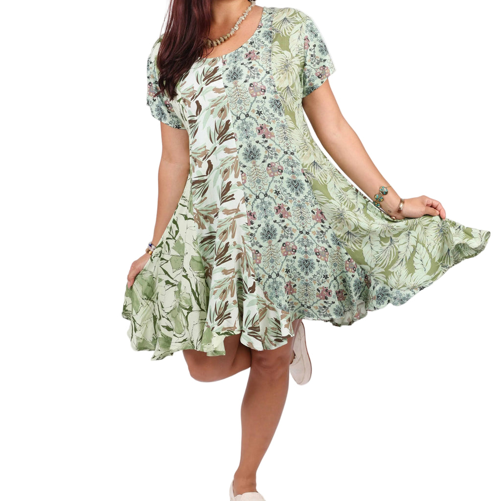 Short Summer Dress: Mint Meadow Patchwork