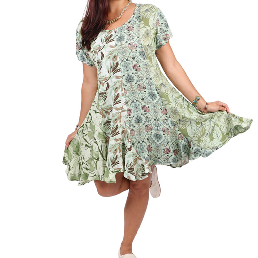 Short Summer Dress: Mint Meadow Patchwork
