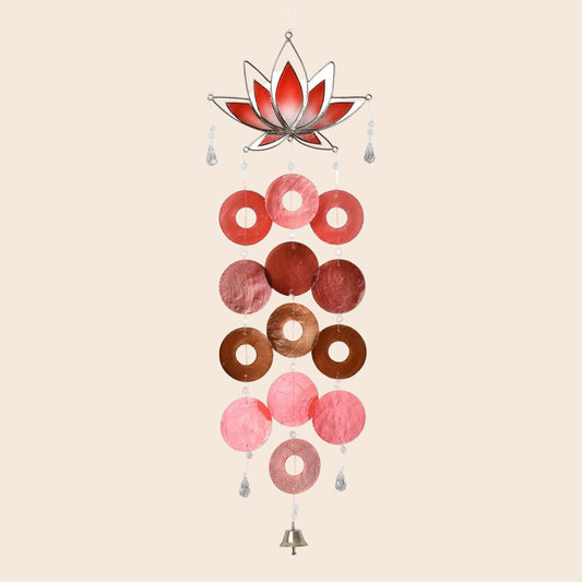 Capiz Lotus Chime - Red