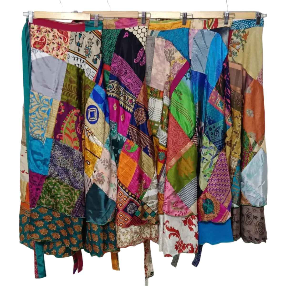 Patchwork Maxi Wrap Skirt