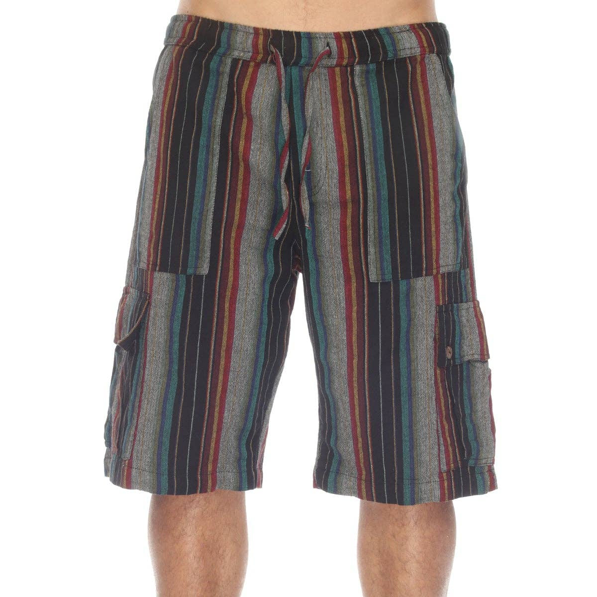 Stripe Cotton Cargo Pocket Shorts