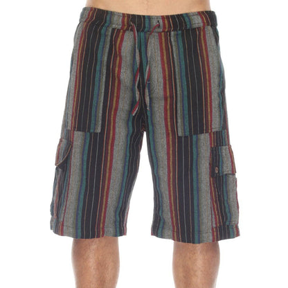 Stripe Cotton Cargo Pocket Shorts