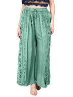 Stonewash Embroidered Front Slit Pants