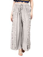 Stonewash Embroidered Front Slit Pants