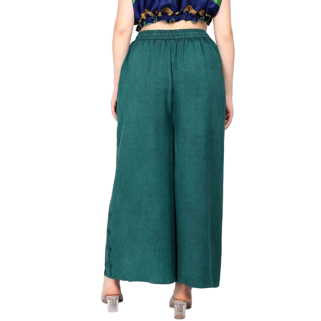 Stonewash Embroidered Front Slit Pants