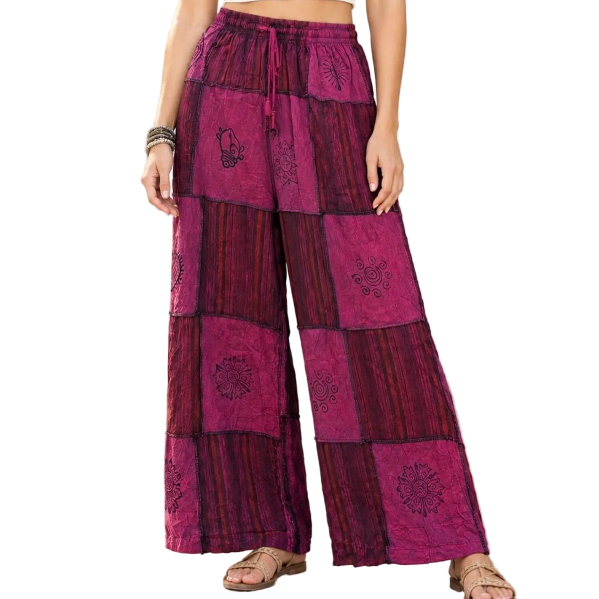 Wide Leg Over-Dyed Patchwork Pants