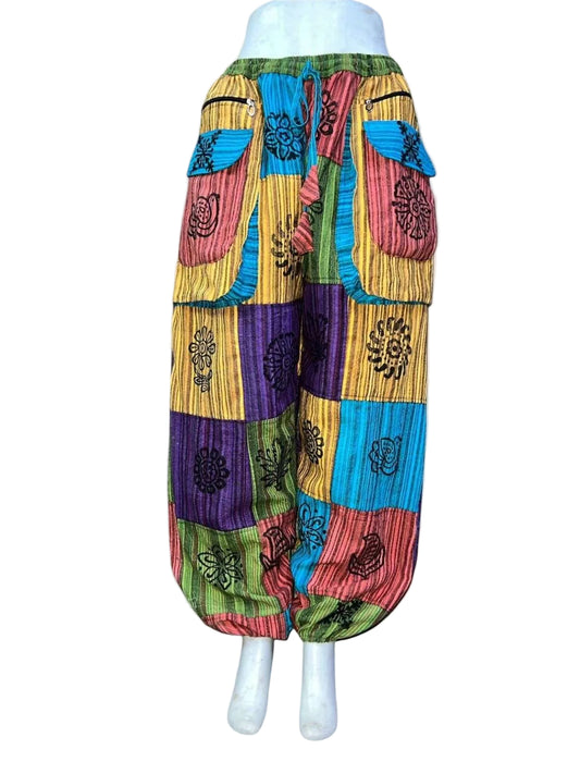 Square Pocket Multicolor Patchwork Pants