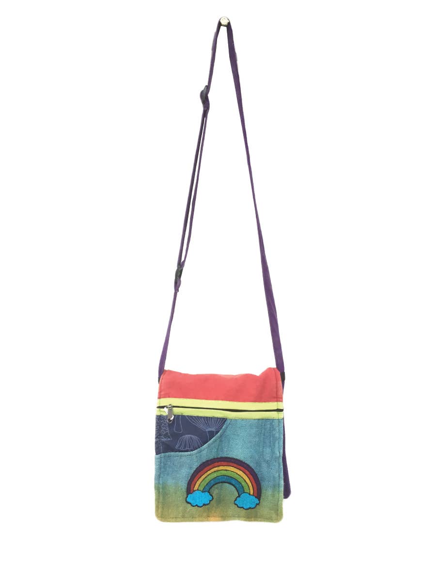 Acid Rainbow Embroidered Cotton Messenger Bag