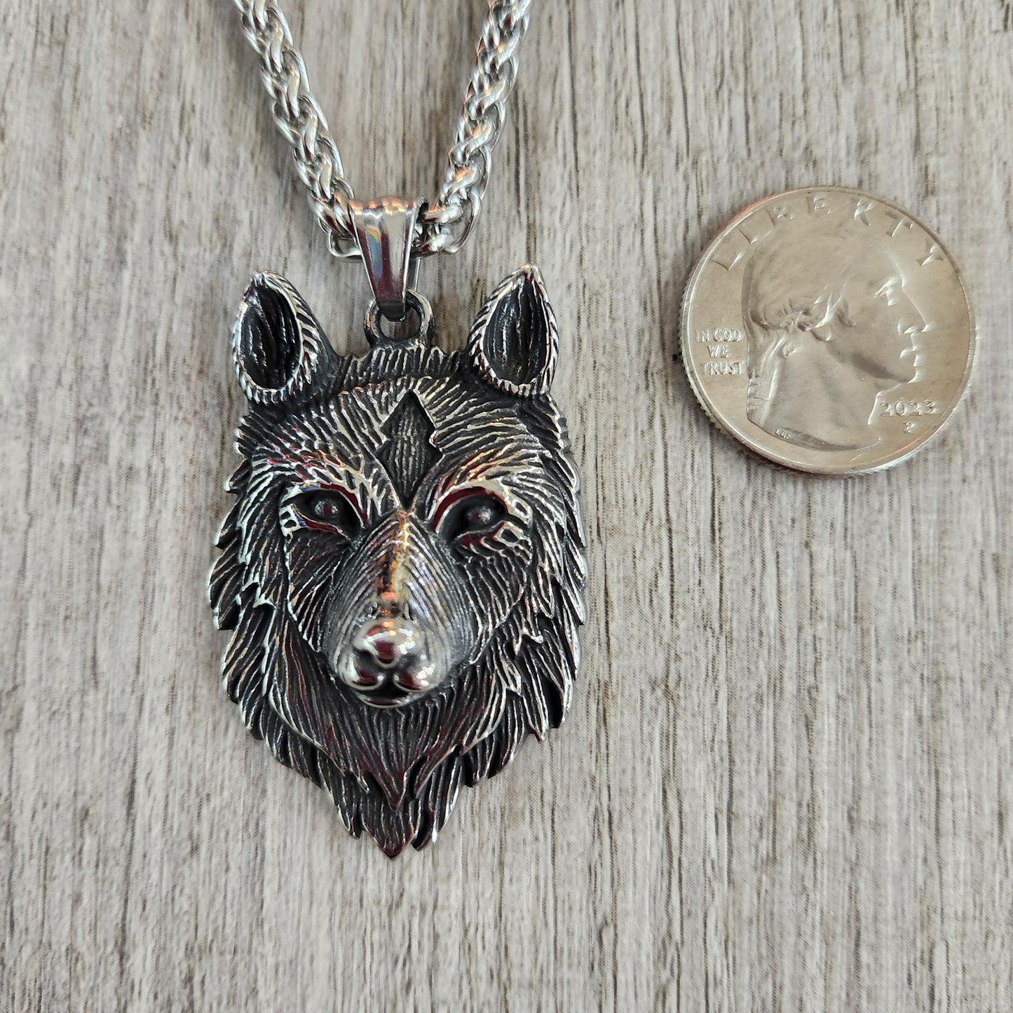 Wolf Head Stainless Steel Necklace