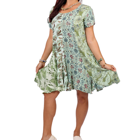 Short Summer Dress: Mint Meadow Patchwork