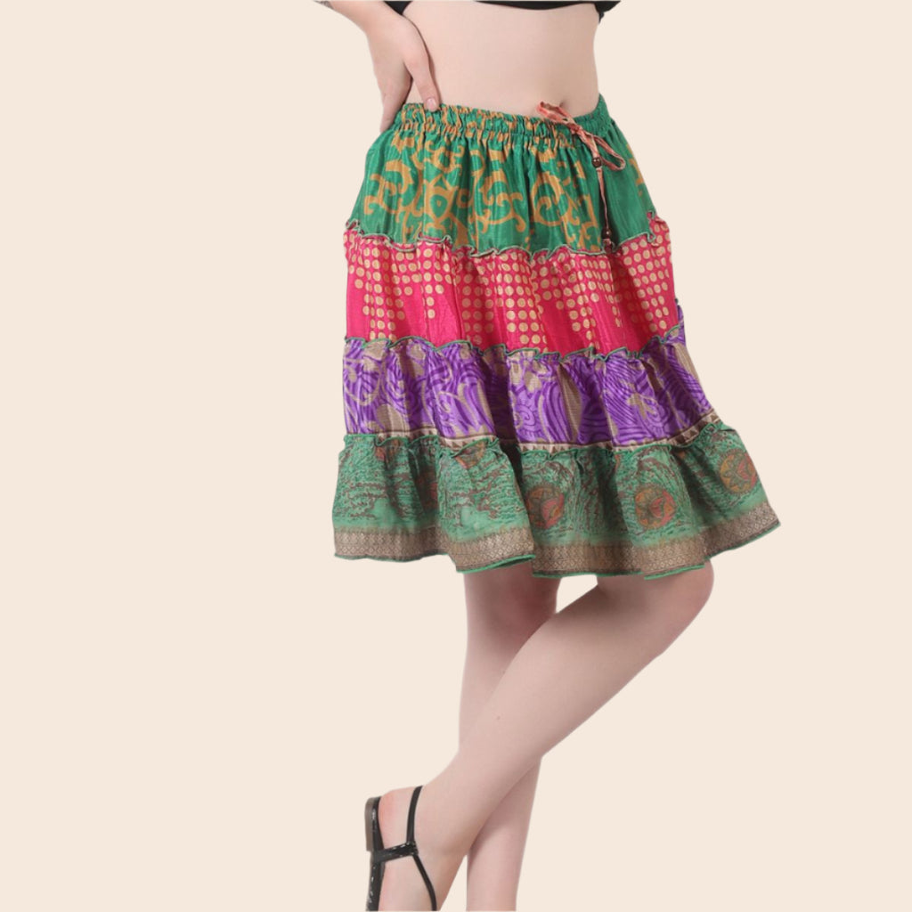 Patchwork Tiered Skirt