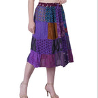 Patchwork Hand Thread Work Midi Skirt