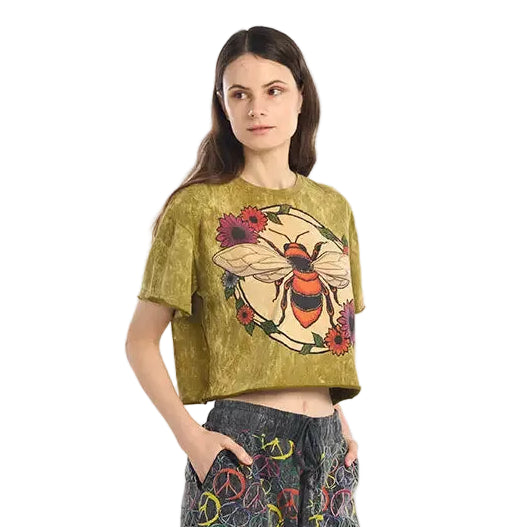 Bee Printed Crop Top