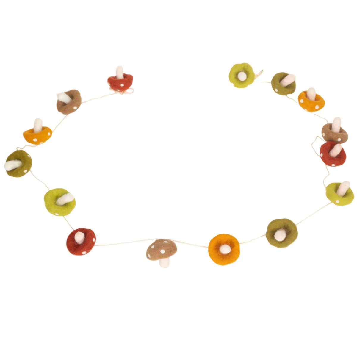 Wool Felted Mushroom Garland