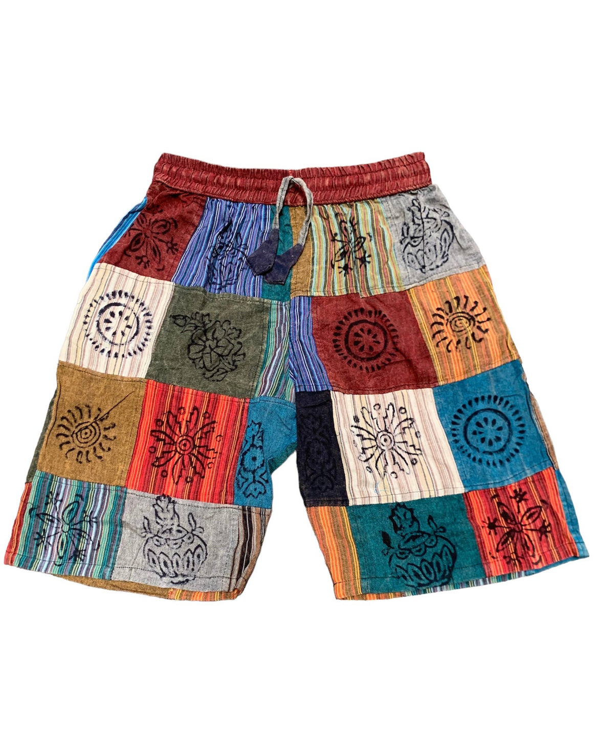 Cotton Patchwork Block Print Multicolor Shorts
