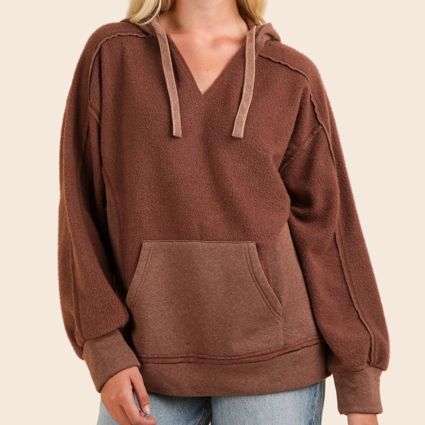 Mineral Washed Oversized Casual Hoodie Knit Top