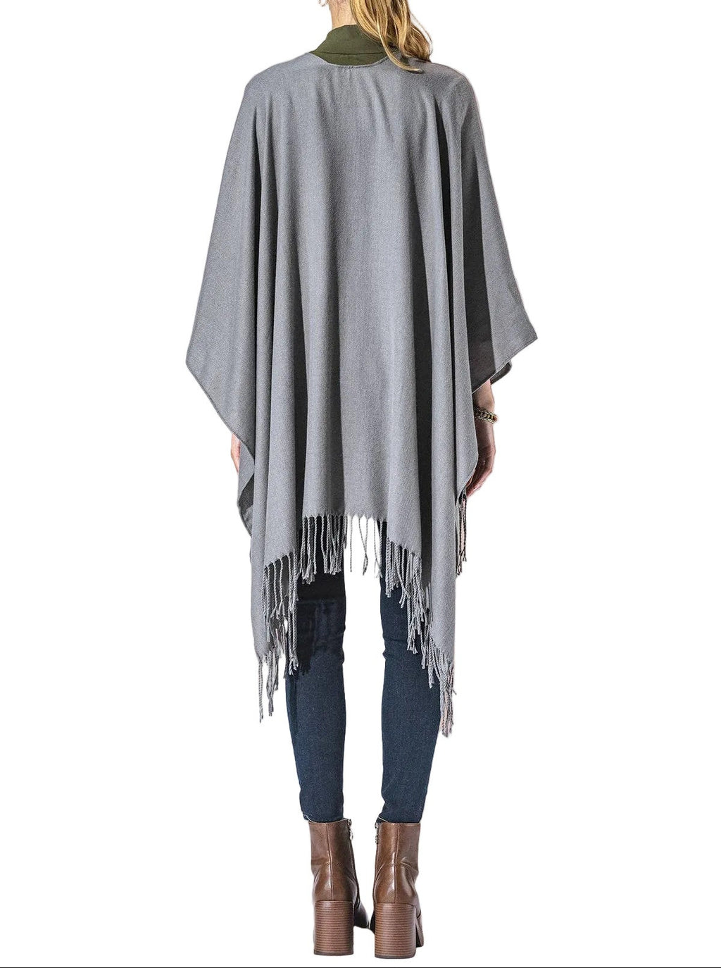 Solid Color Fringe Kimono