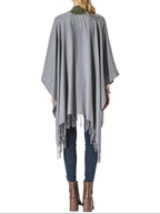 Solid Color Fringe Kimono