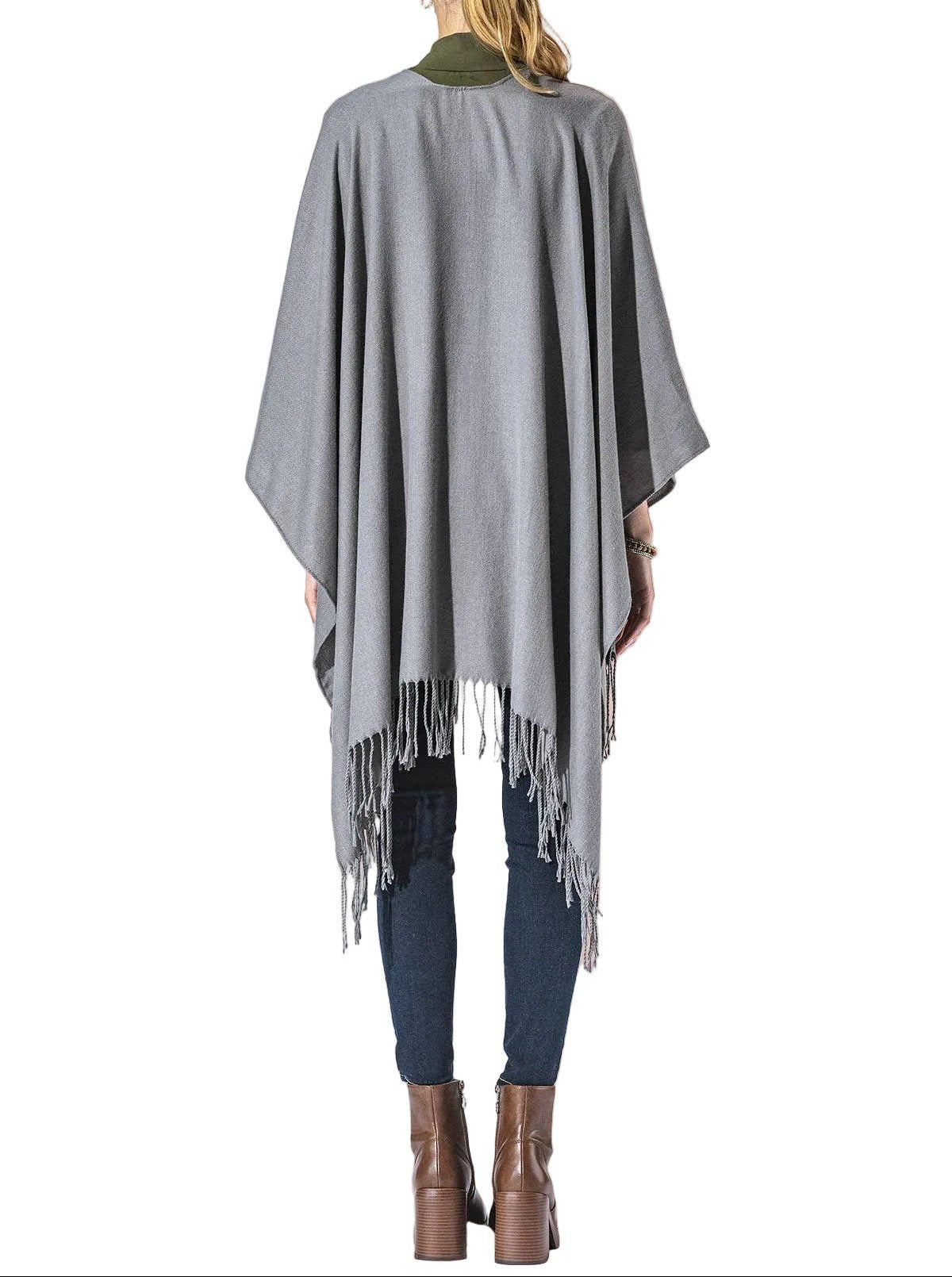 Solid Color Fringe Kimono