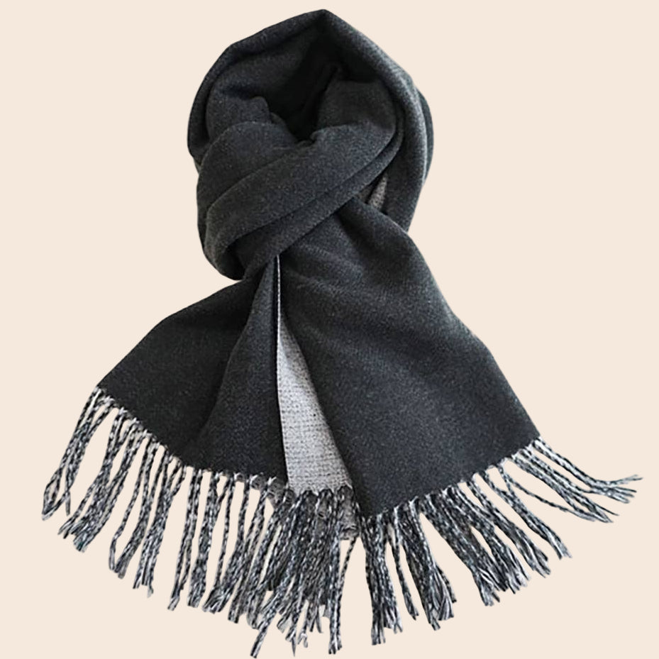 Two-Tone Cashmere Feel Fringe Edge Scarf