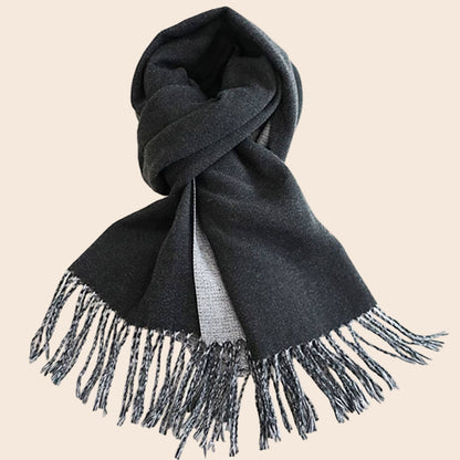 Two-Tone Cashmere Feel Fringe Edge Scarf