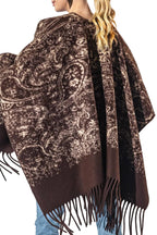 Chocolate Paisley Fringe Kimono