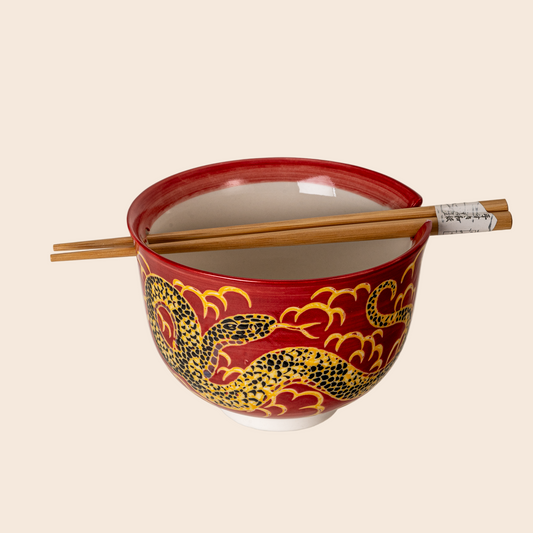 18oz 5"D Donburi Bowl With Chopsticks Set Snake