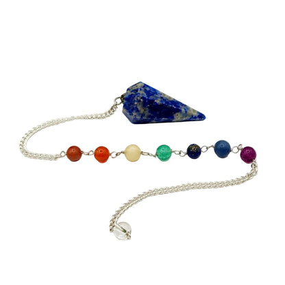 Lapis Lazulli Pendulum w/Chakra Beads-Silver Plate Chain