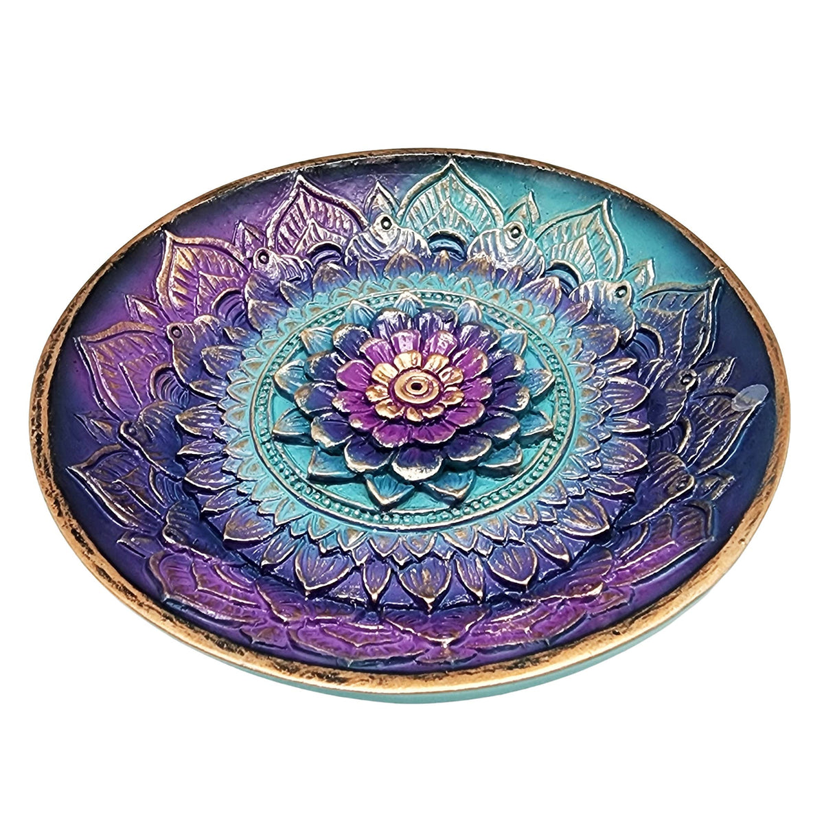 Colored Mandala Round Incense Burner