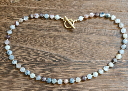 Lodolite (Garden Quartz) Faceted Coin Bead Necklace