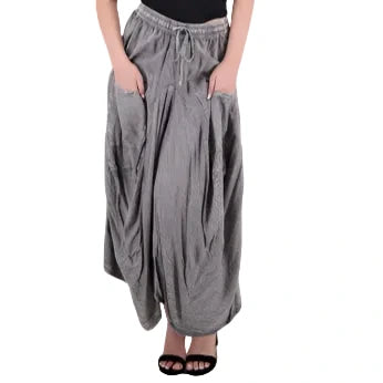 Acid Wash Skirt with Front Pockets