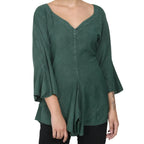 Renaissance Acid Wash Blouse 3/4 Sleeve