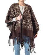 Chocolate Paisley Fringe Kimono