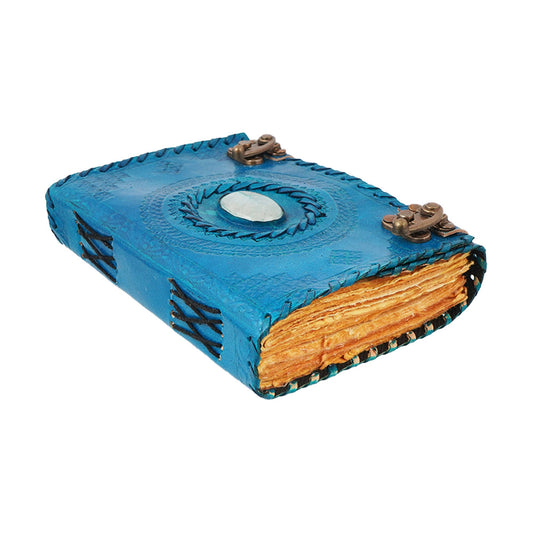 Blue Leather Embossed Journal with Quartz stone
