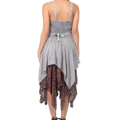 Double Layer Floral Embroidered Midi Dress